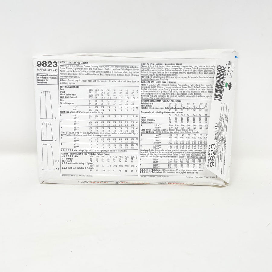 Simplicity 9823 Sewing Pattern - Skirt (16-20) - 2001