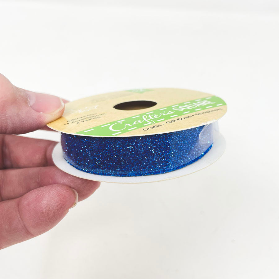 Crafters Square 5/8" Blue Glitter Ribbon