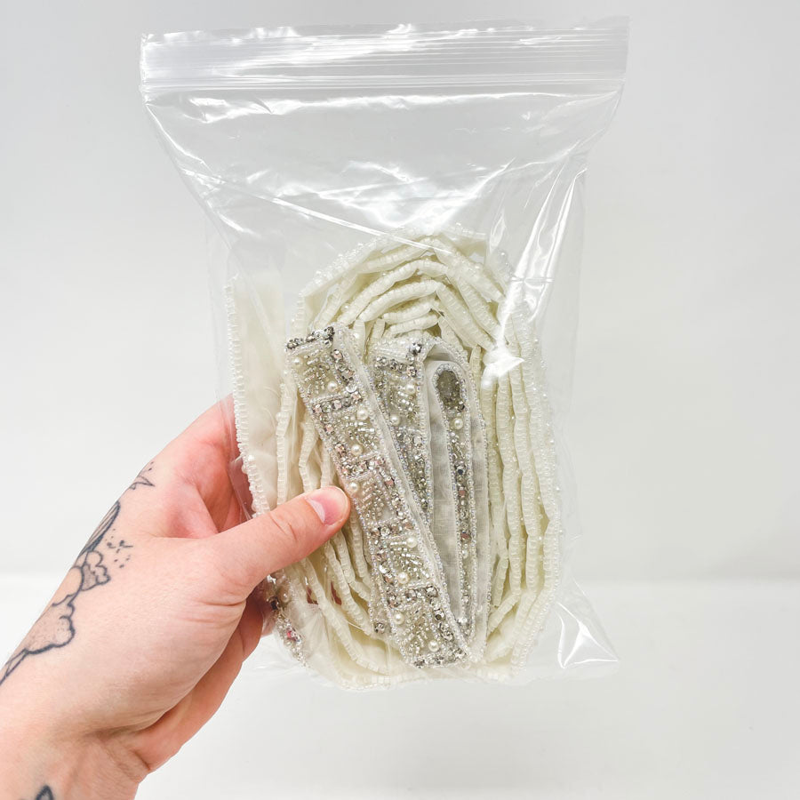 Pearl, Crystal bead, and sequins trim bundle