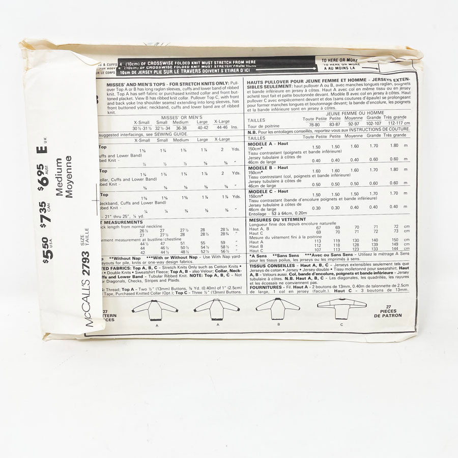 2793 Top Pattern (6-14) - McCall's - 1986