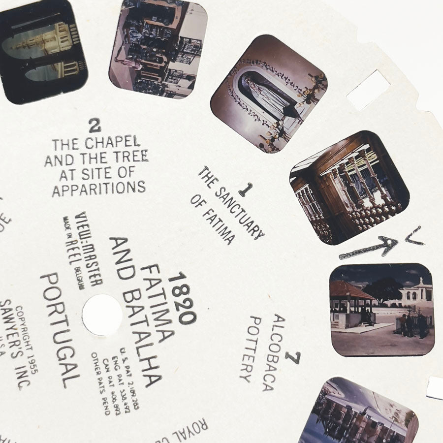 Vintage 1955 View-Master Reel No. 1820 – Fatima & Batalha Portugal with Sleeve & Booklet