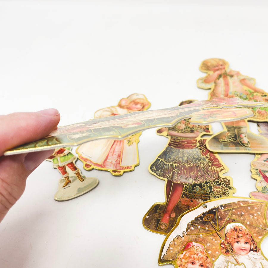 Vintage Victorian Style Die-Cut Ornaments – Gold Foil Angels & Children