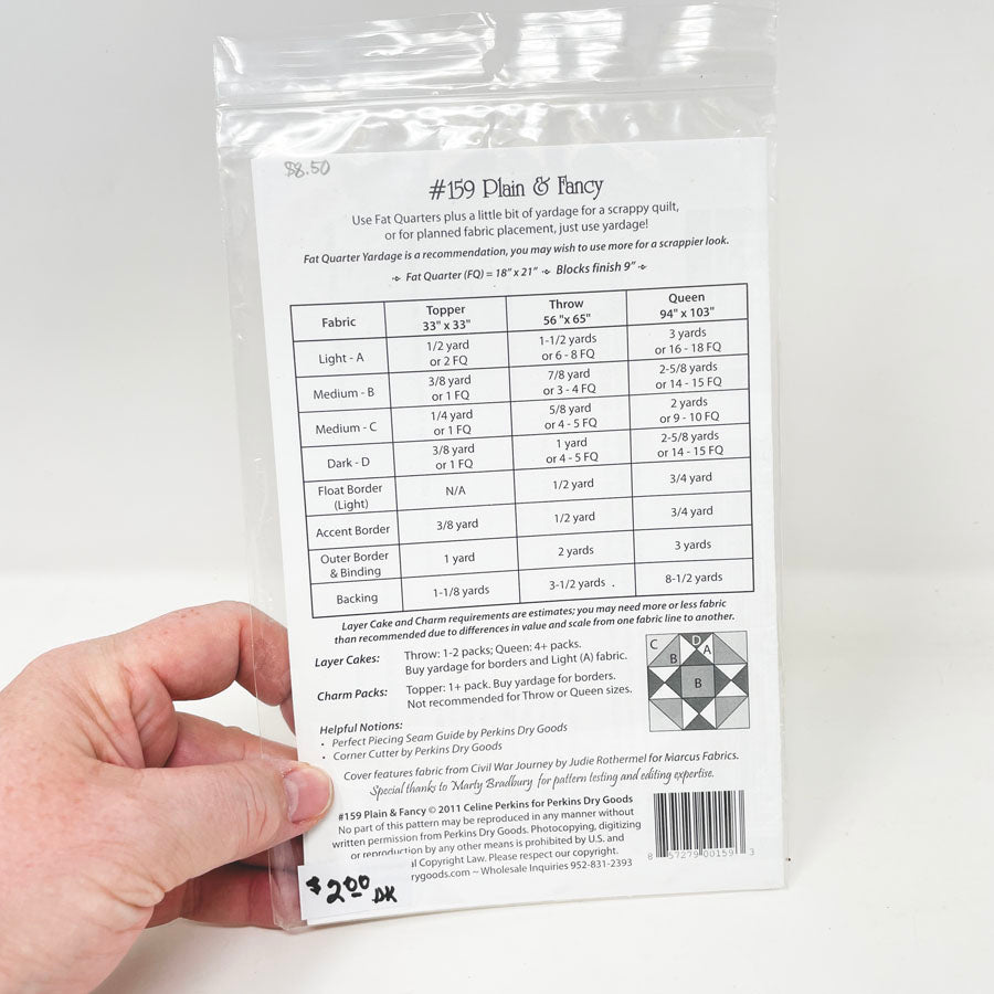 Plain and Fancy #159 Quilt Pattern by Perkins Dry Goods