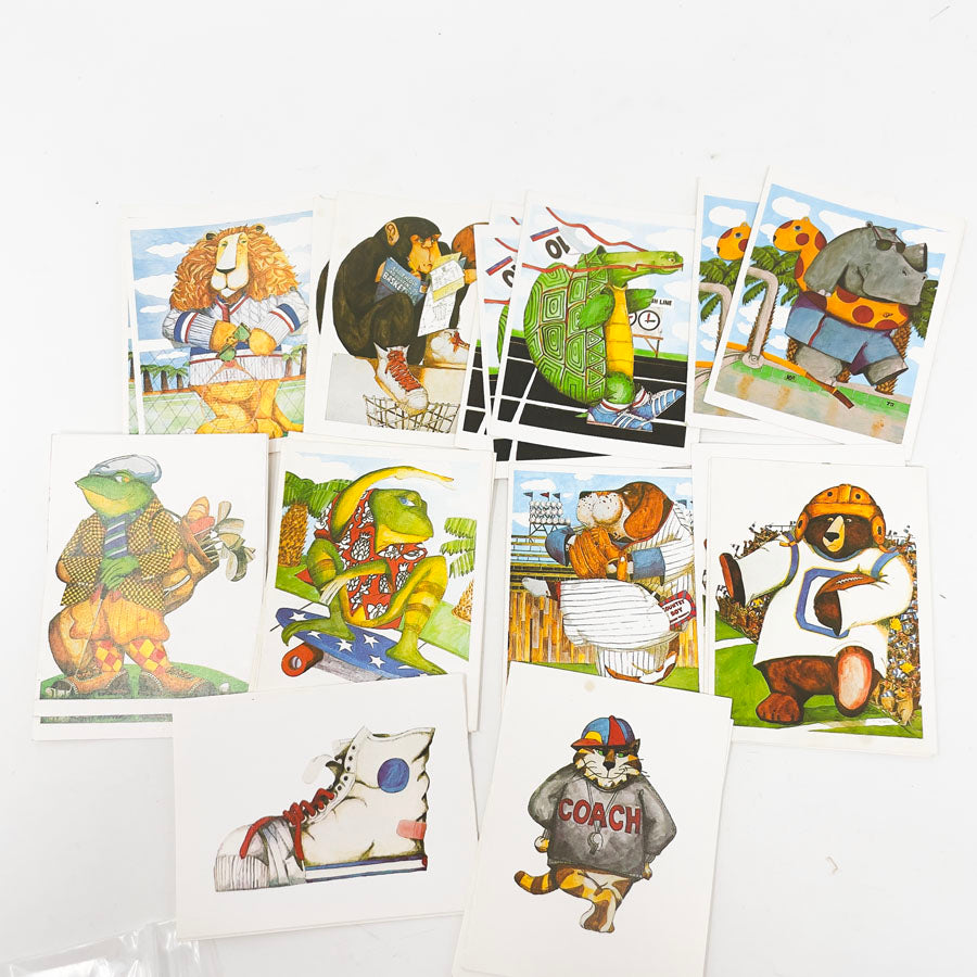 Vintage The Snide World Sports Animal Notecards