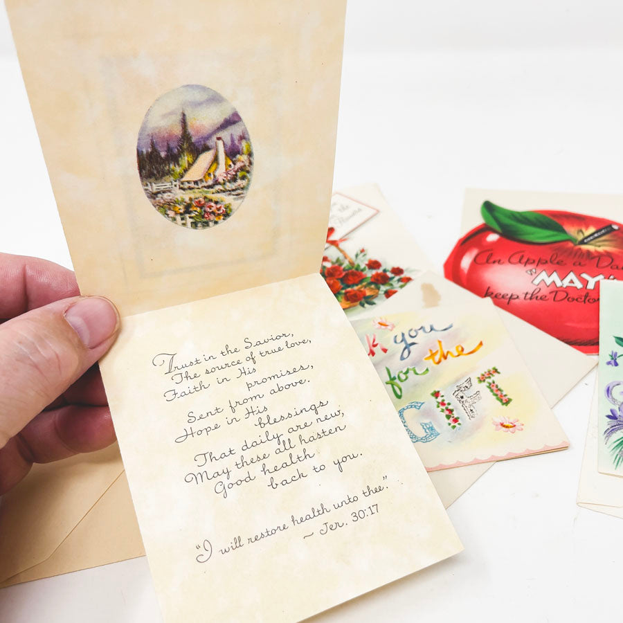 Lot of 5 Vintage 1940s–50s Greeting Cards w/ Envelopes