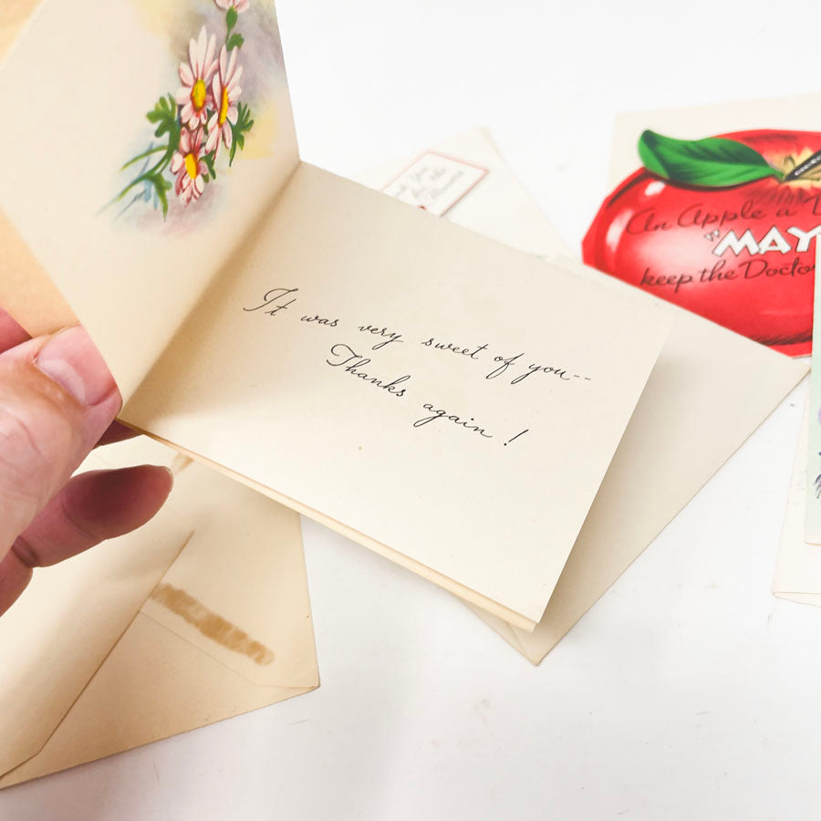 Lot of 5 Vintage 1940s–50s Greeting Cards w/ Envelopes