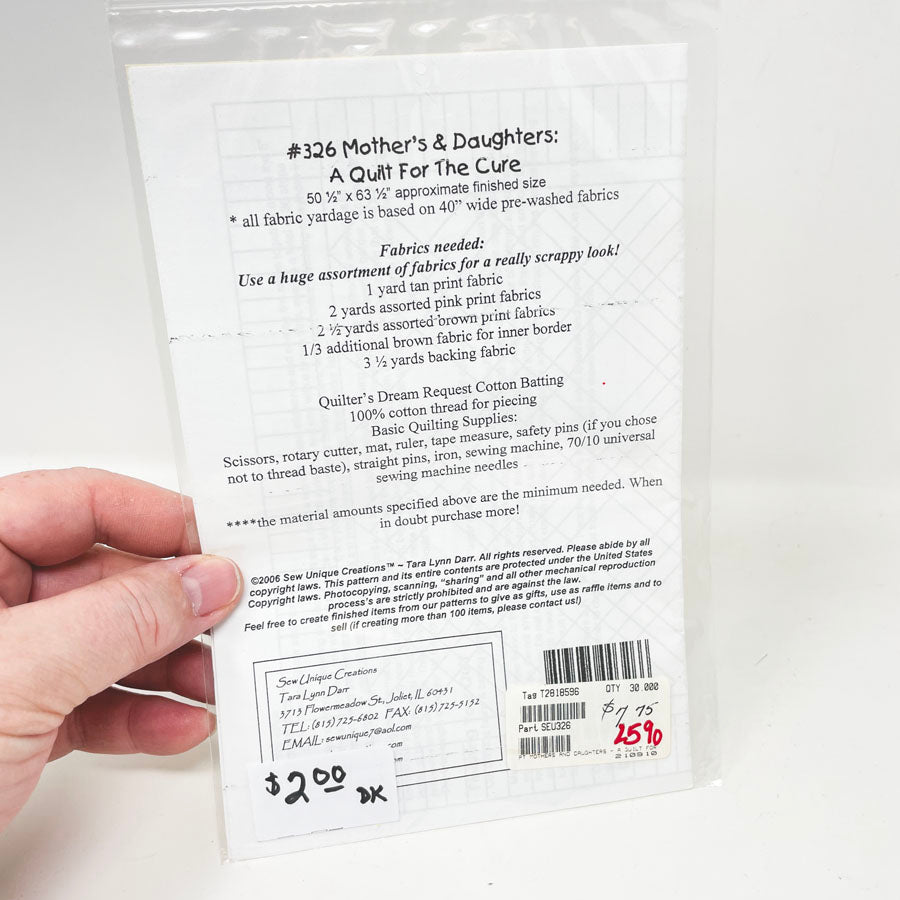 Mothers & Daughters #326 Quilt Pattern by Sew Unique Creations