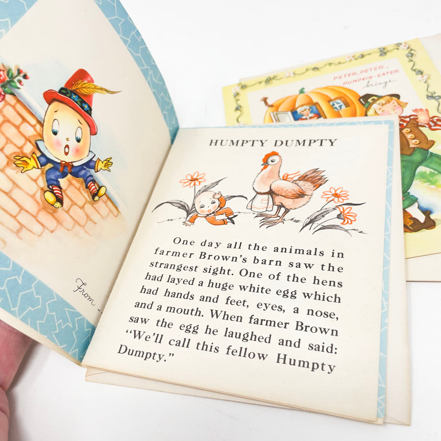 Vintage 1950s Storybook Get Well Cards with Nursery Rhyme Inserts