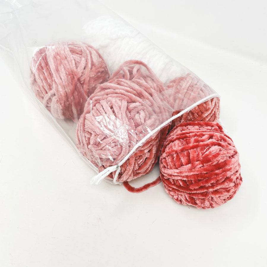 Pink & White Chenille Yarn Bundle