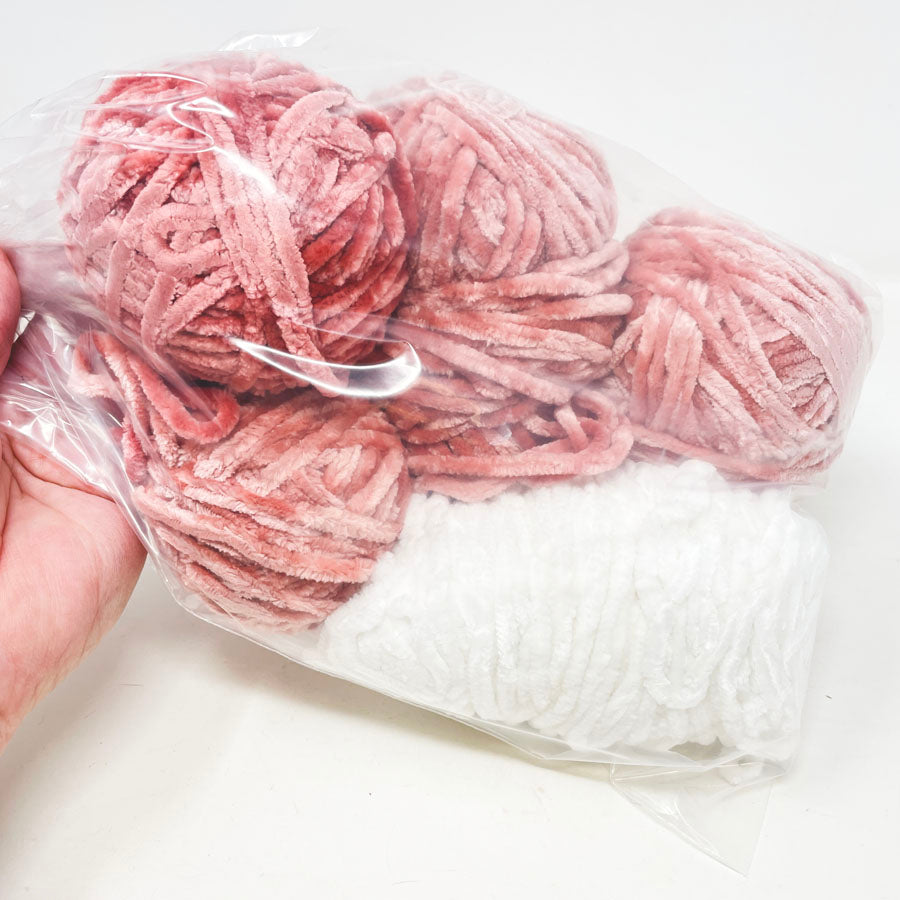 Pink & White Chenille Yarn Bundle