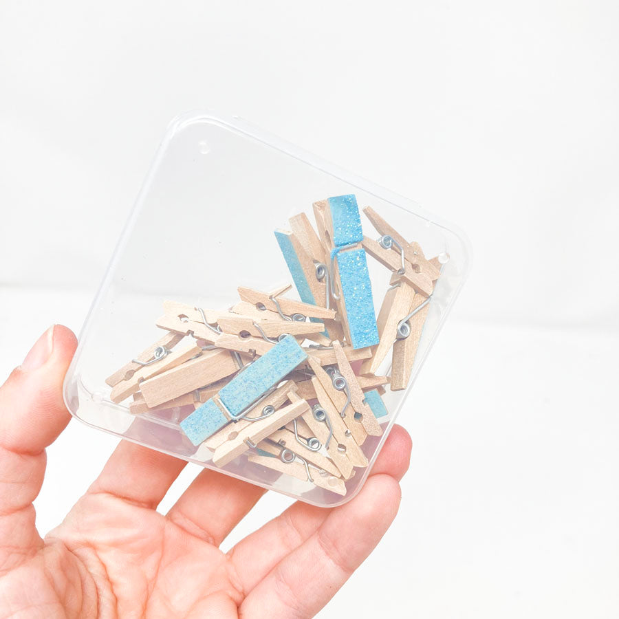 Mini Wood and Glitter Clothespins