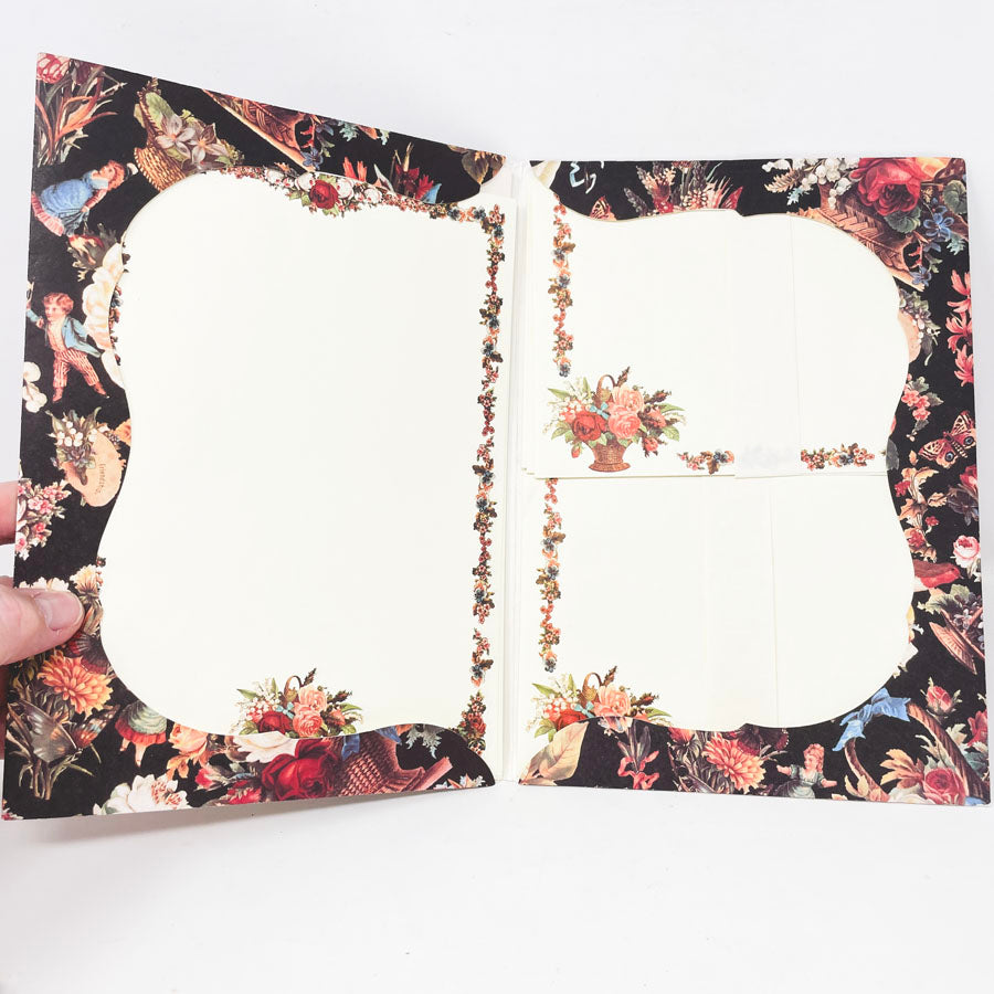 Black Floral Stationery Folio