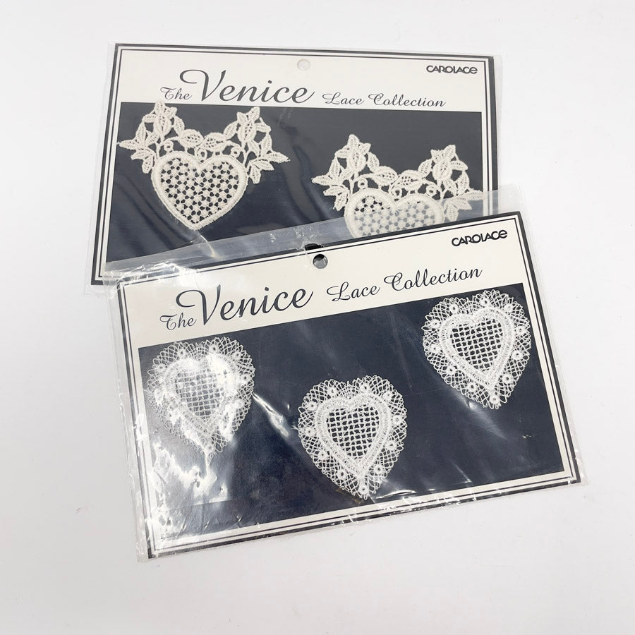 The Venice Lace Collection- White Lace Heart Applique'es