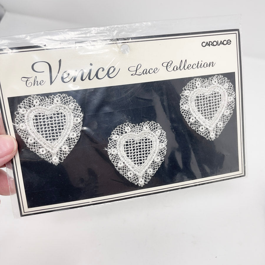 The Venice Lace Collection- White Lace Heart Applique'es