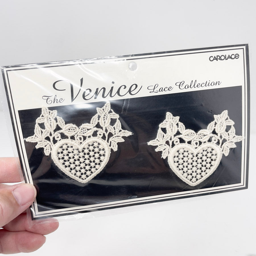 The Venice Lace Collection- White Lace Heart Applique'es