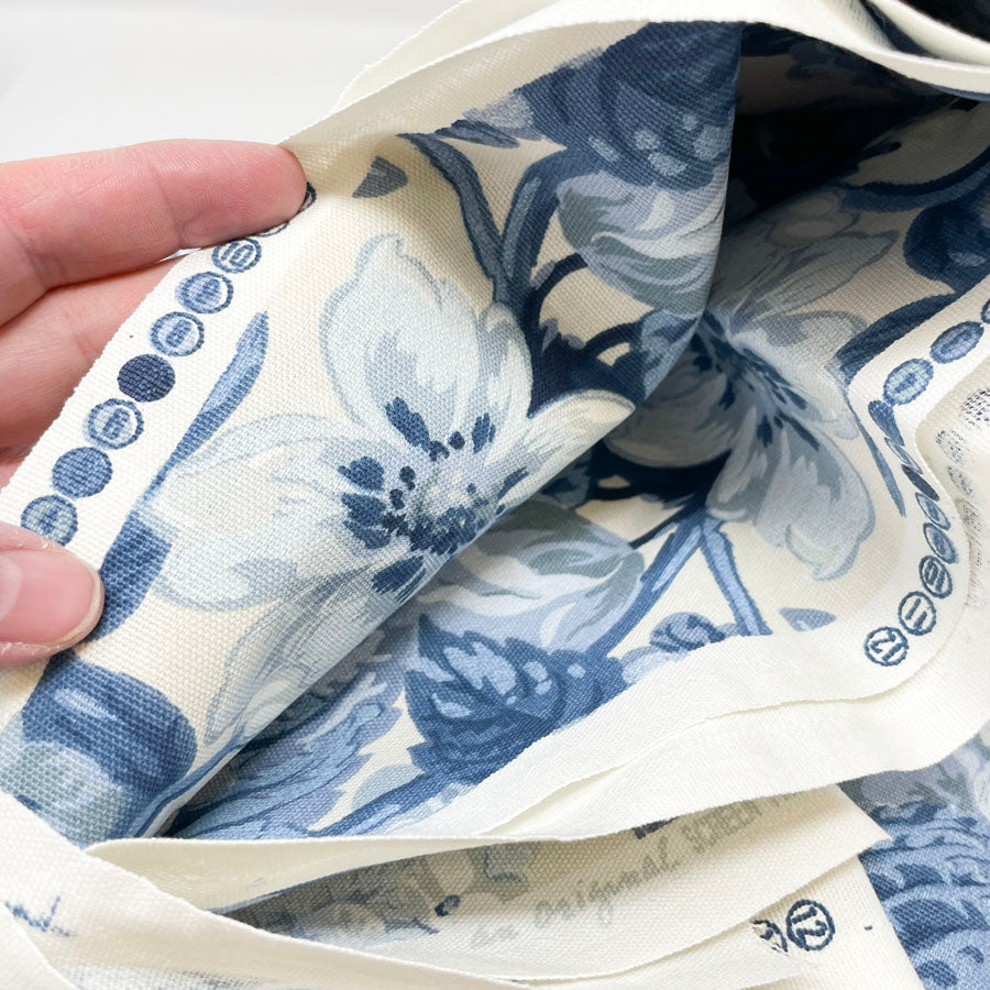 2 yds. Blue & White Upholstery Fabric