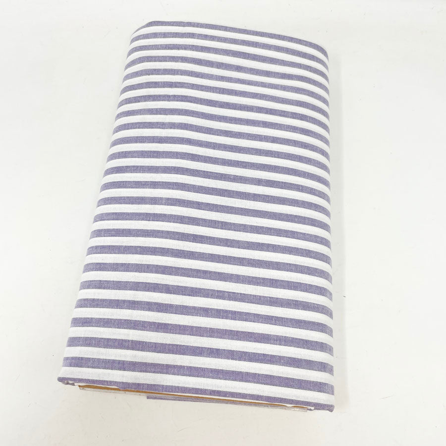 2.5 yds. Midnight Blue White Stripe Cotton Fabric
