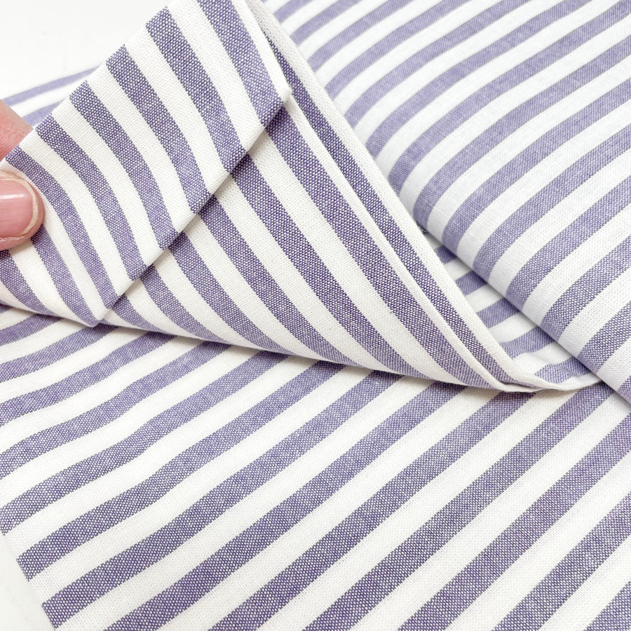 2.5 yds. Midnight Blue White Stripe Cotton Fabric