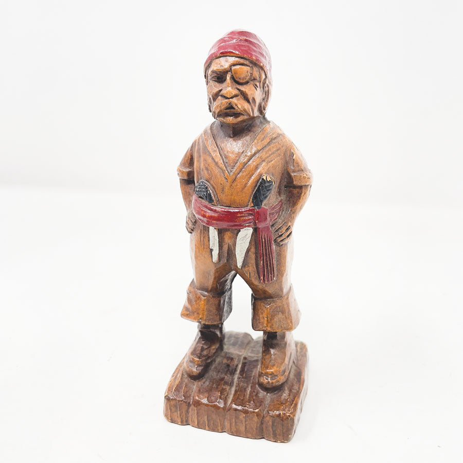 Vintage Syroco Wood Pirate Figurine with Label