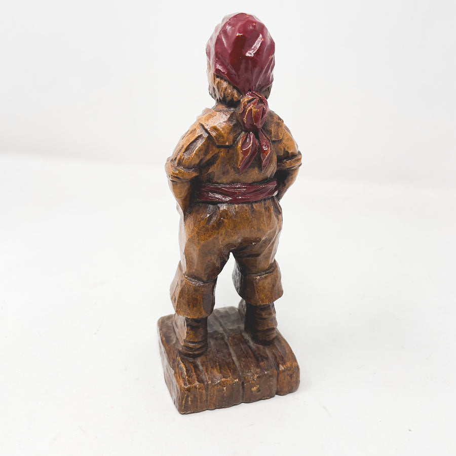 Vintage Syroco Wood Pirate Figurine with Label