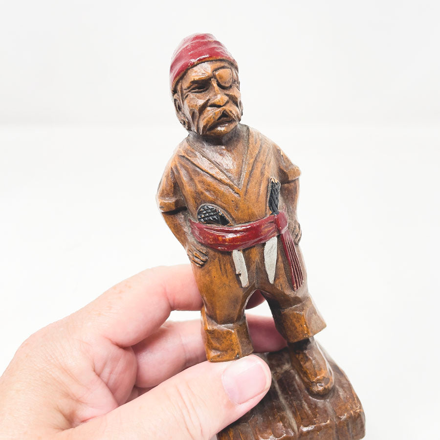 Vintage Syroco Wood Pirate Figurine with Label