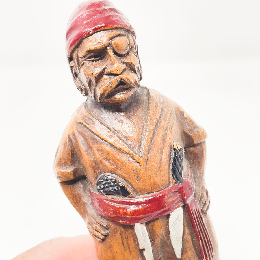 Vintage Syroco Wood Pirate Figurine with Label