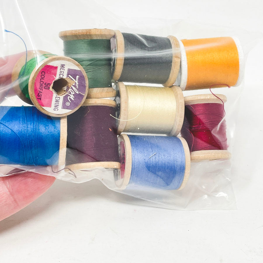 9 Vintage Talon Wood Thread Spools