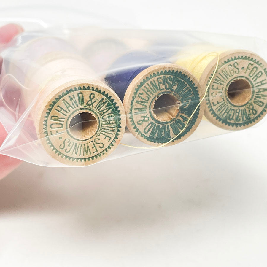 9 Vintage Wood Thread Spools