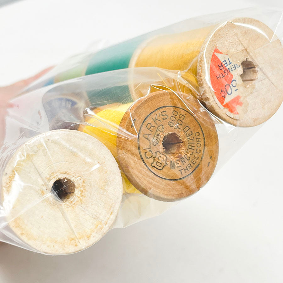 11 Vintage Wood Thread Spools