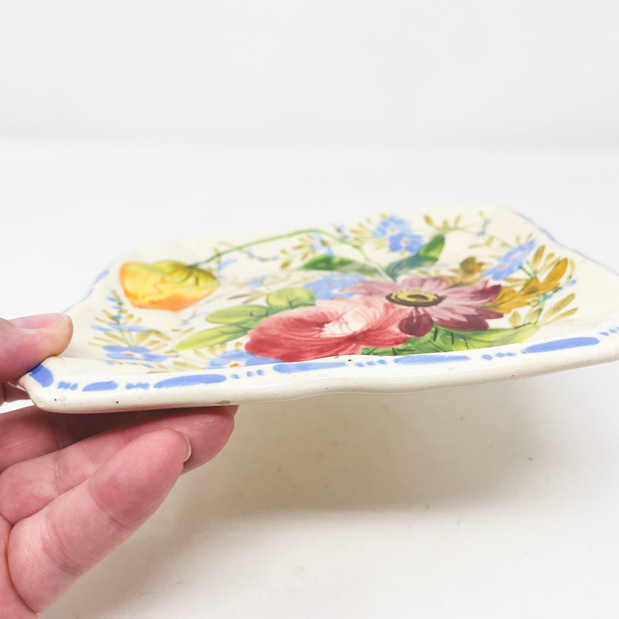 Vintage Italian Majolica Nove Faience Floral Salad Plate