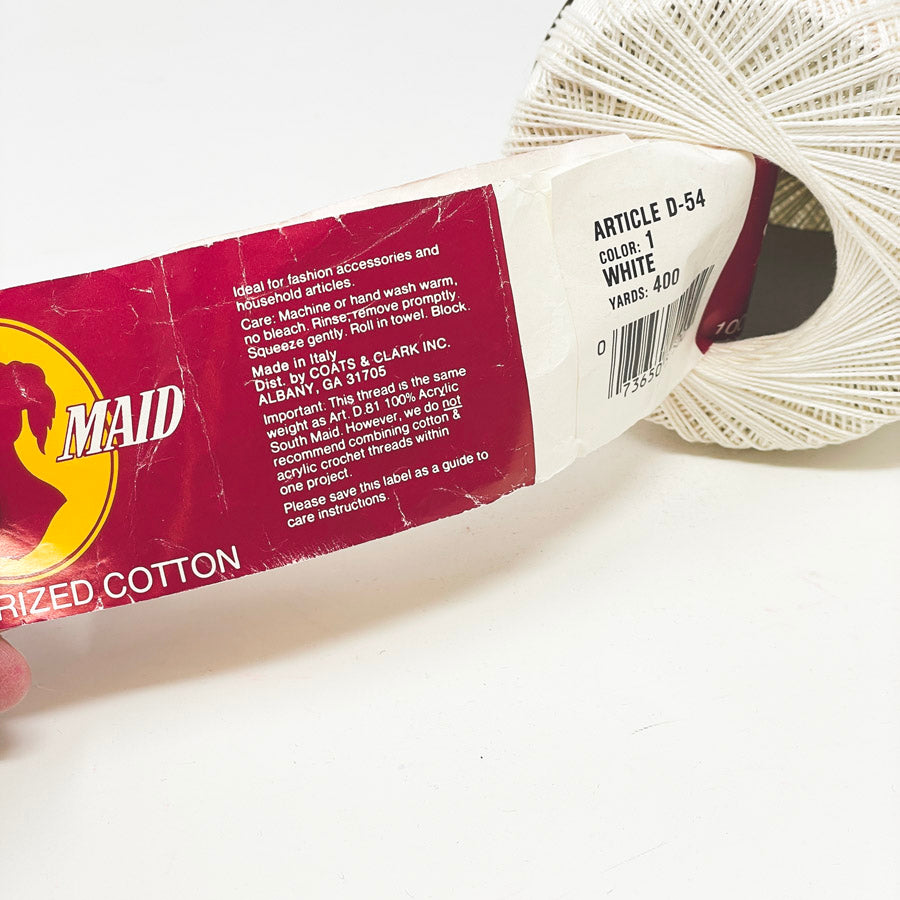 South Maid Mercerized Cotton Thread in White