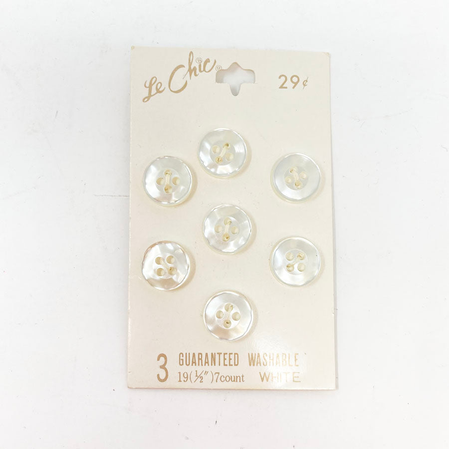 7 Pearlized LeChic Carded 1/2" Buttons