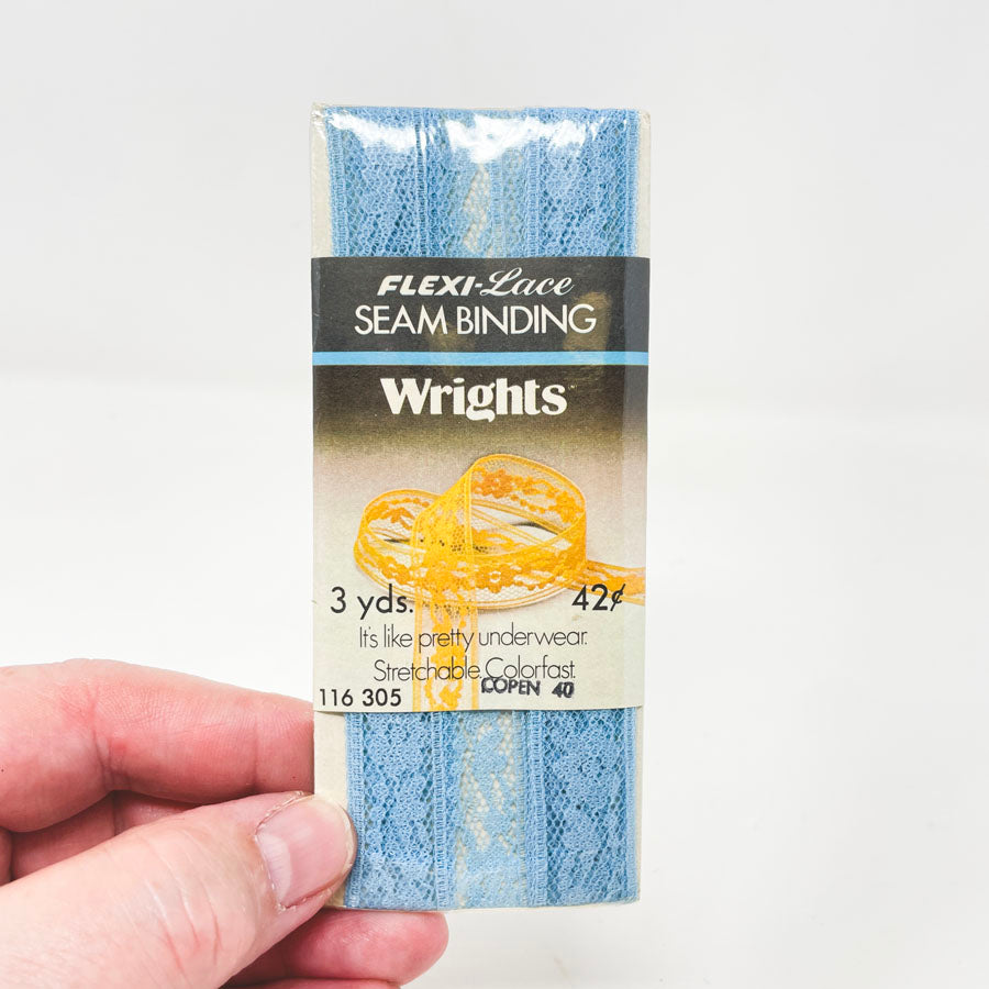 Wrights Lace Seam Binding 3yds - Blue