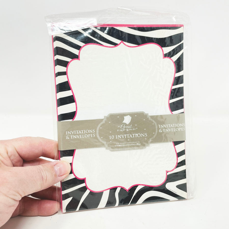 Pink & Black Zebra Invitation Set