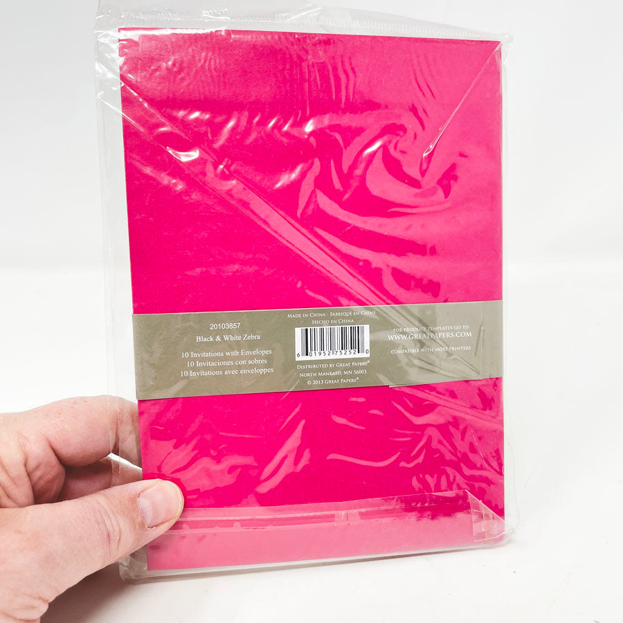 Pink & Black Zebra Invitation Set