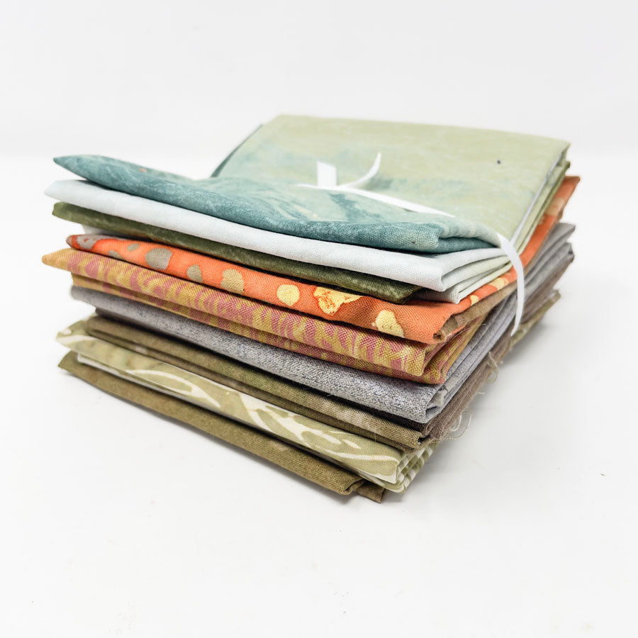 Complimentary & Khaki Batik/Prints Fabric Bundle