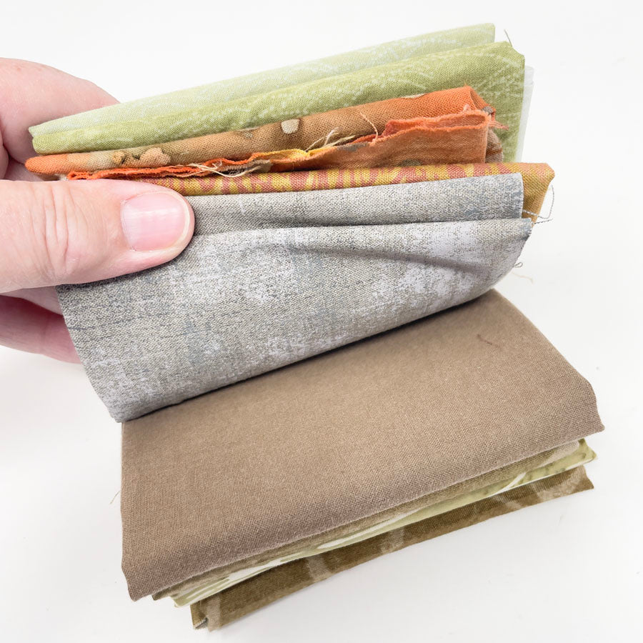 Complimentary & Khaki Batik/Prints Fabric Bundle