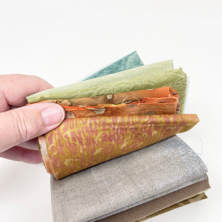 Complimentary & Khaki Batik/Prints Fabric Bundle