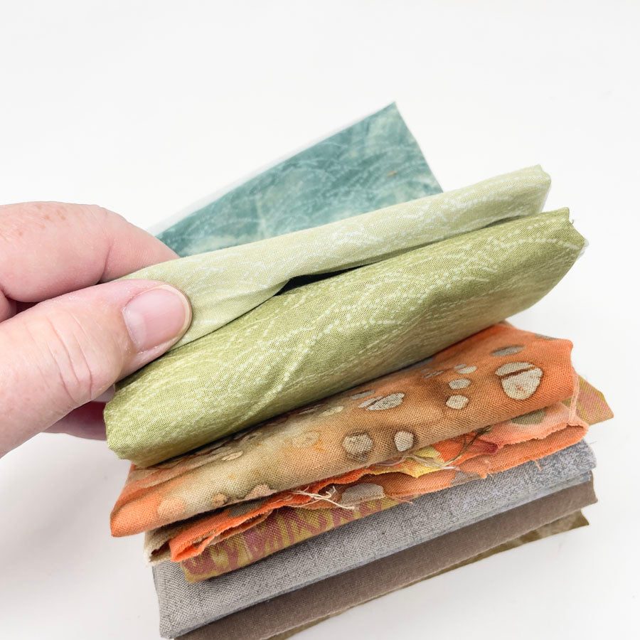 Complimentary & Khaki Batik/Prints Fabric Bundle