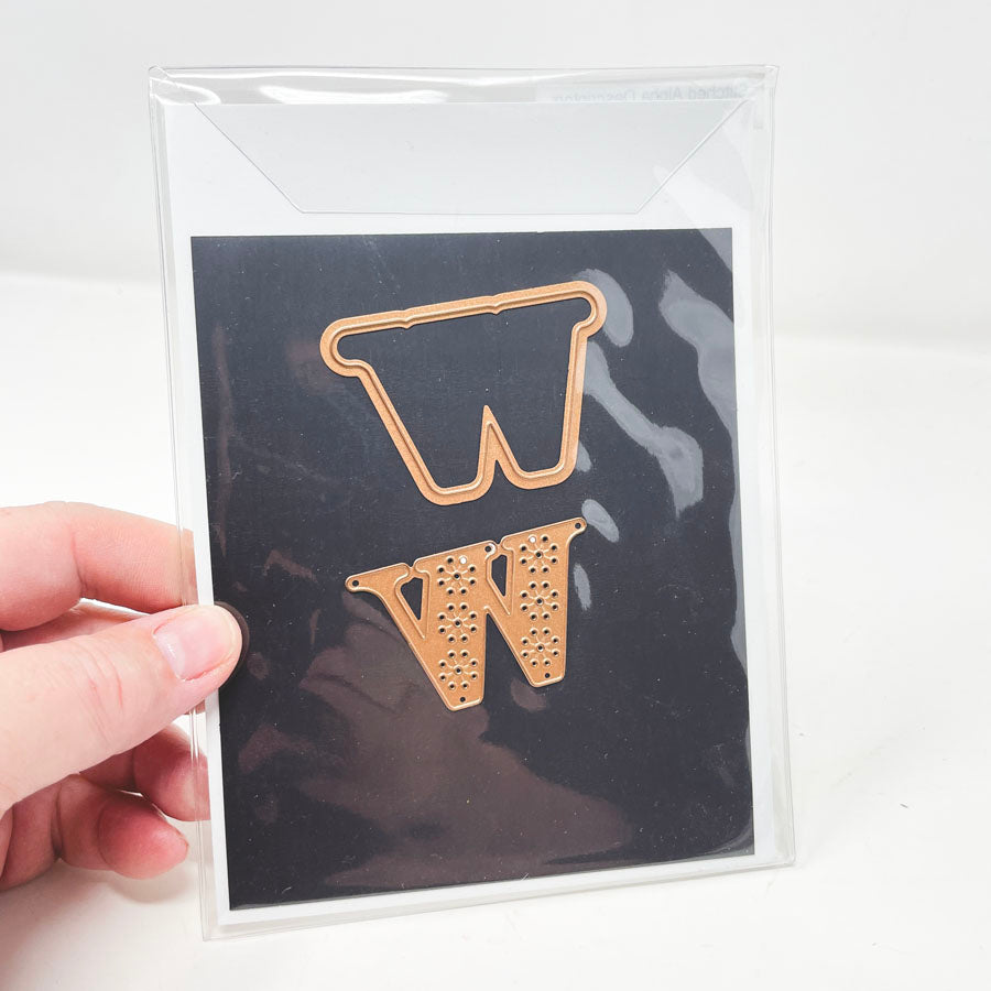 Stitched Alpha Descriptors - Spellbinders Stamp and Die Set
