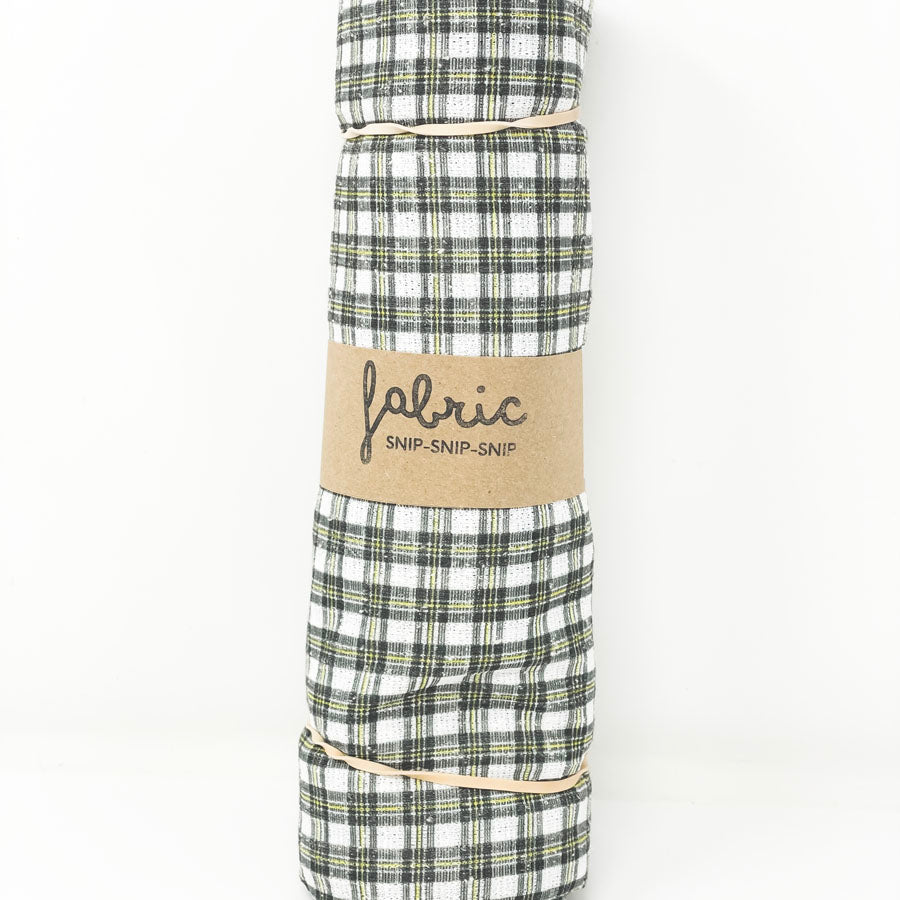 1 Yd - Black/Yellow Plaid Poly Blend Fabric