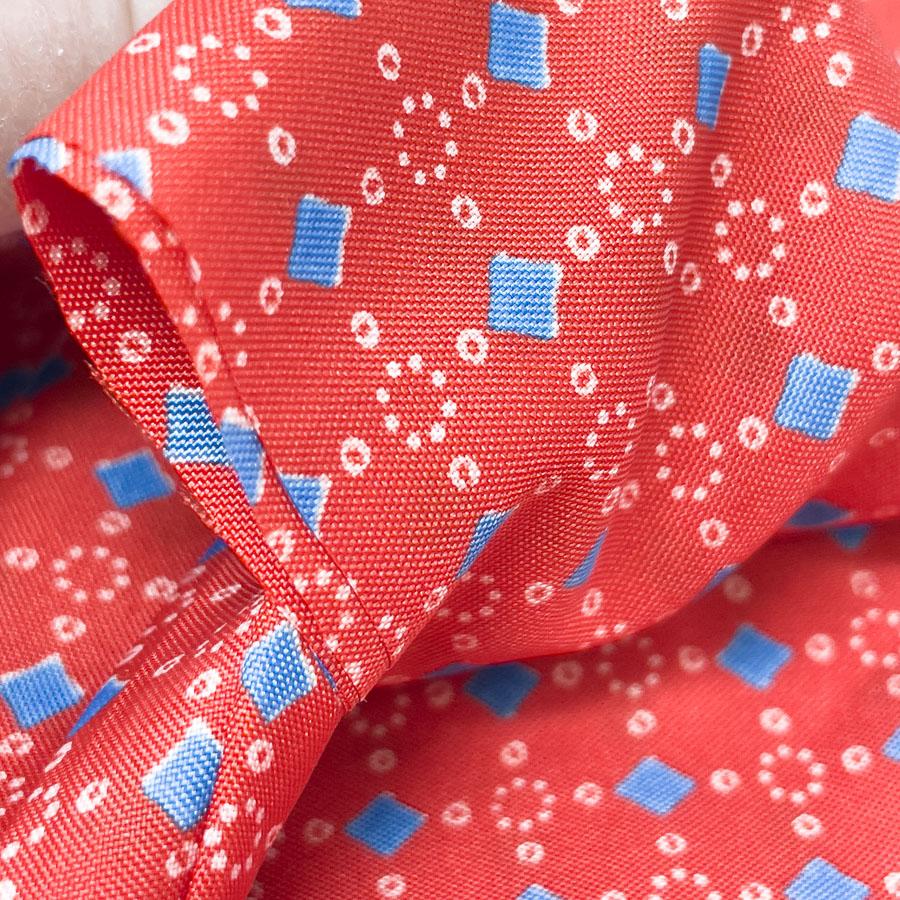 1 Yd - Red Pattern Shiny Polyester Scarf/Tie Fabric