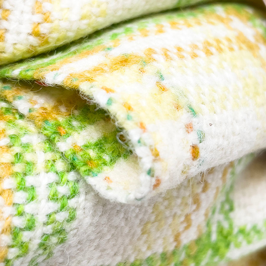 3 Yds - Vintage Green Gold Plaid Woven Fabric