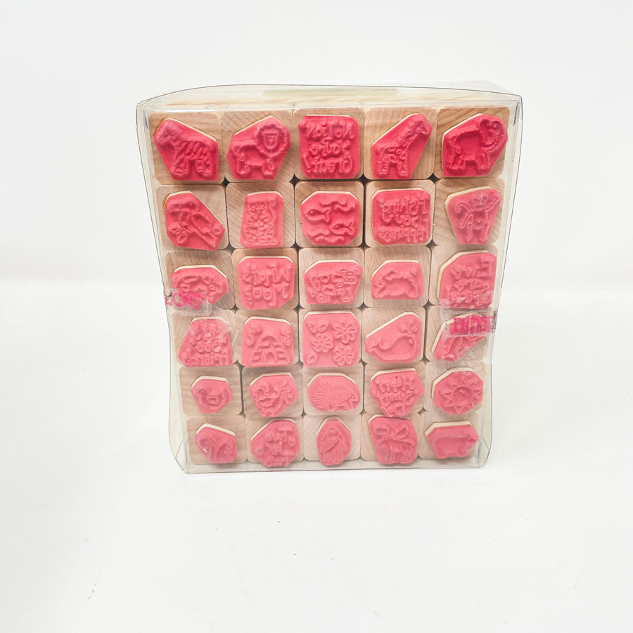 Noah's Parade Set Dots Wood Rubber Stamps