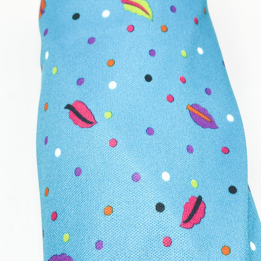 60" W x 84"Leaves on Turquoise Polyester Fabric