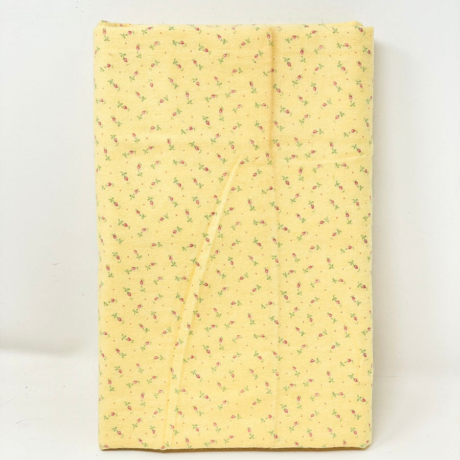 46" x 43" Pink Flowers on Yellow Flannel Fabric