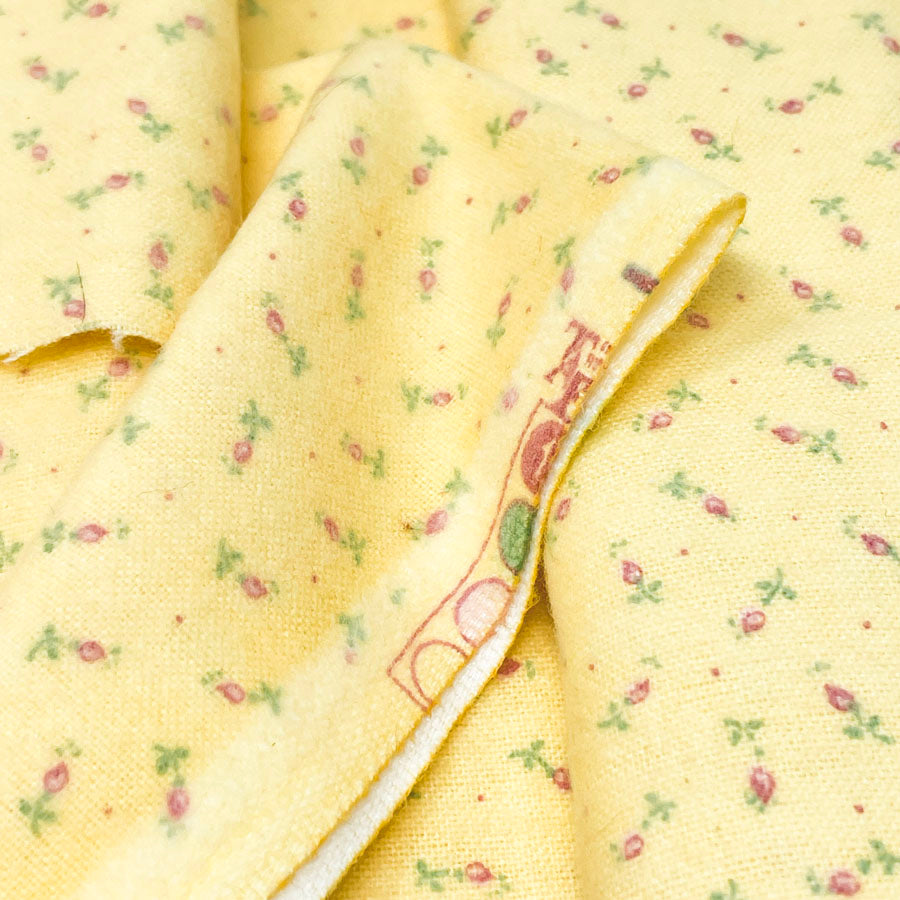 46" x 43" Pink Flowers on Yellow Flannel Fabric