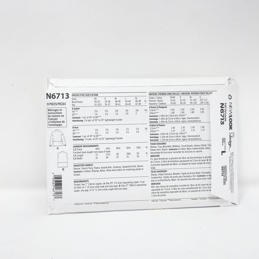 2021 New Look N6713 Sewing Pattern - Jacket - Sizes XS-XL