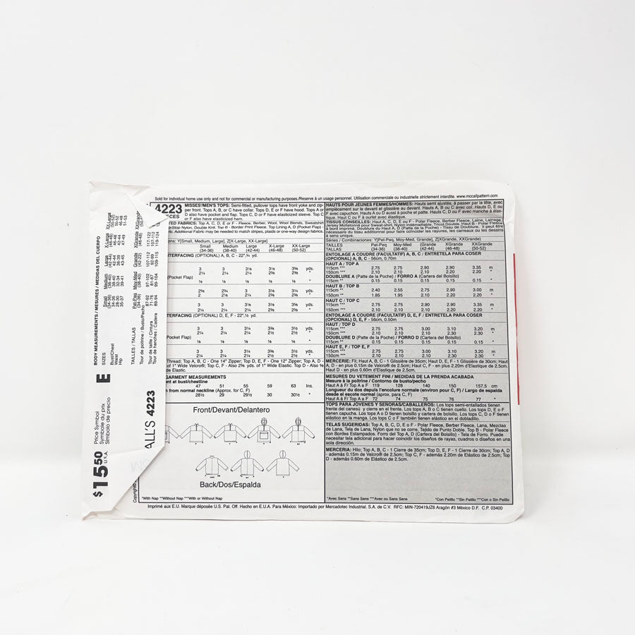 2003 McCall's 4223 Sewing Pattern - Jacket - Pick a Size