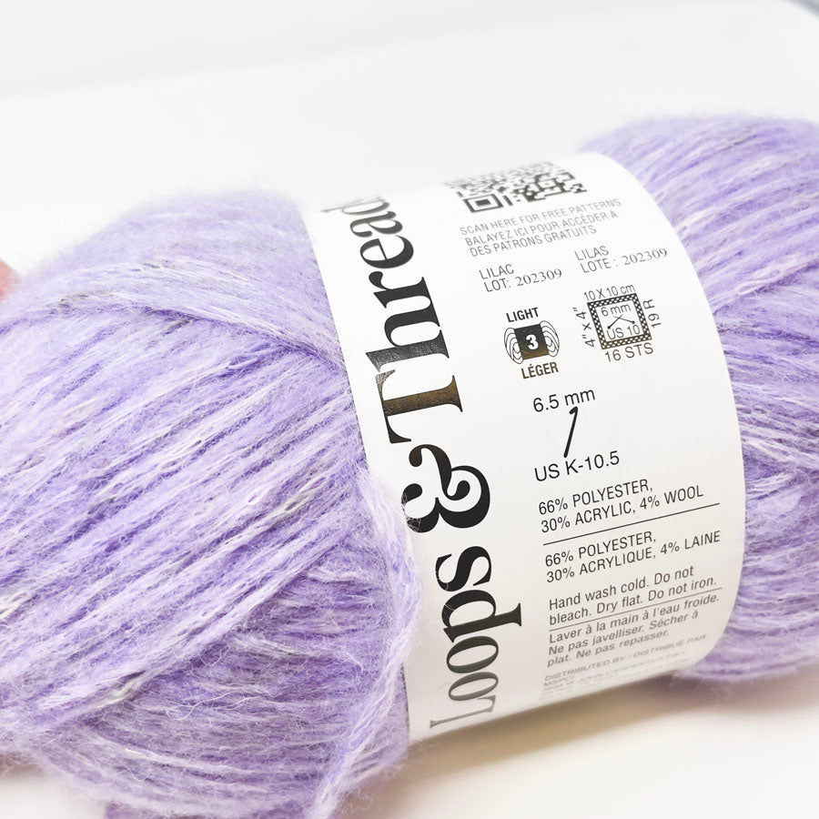 Loops & Threads Heathered Tweed Yarn - Light Purple